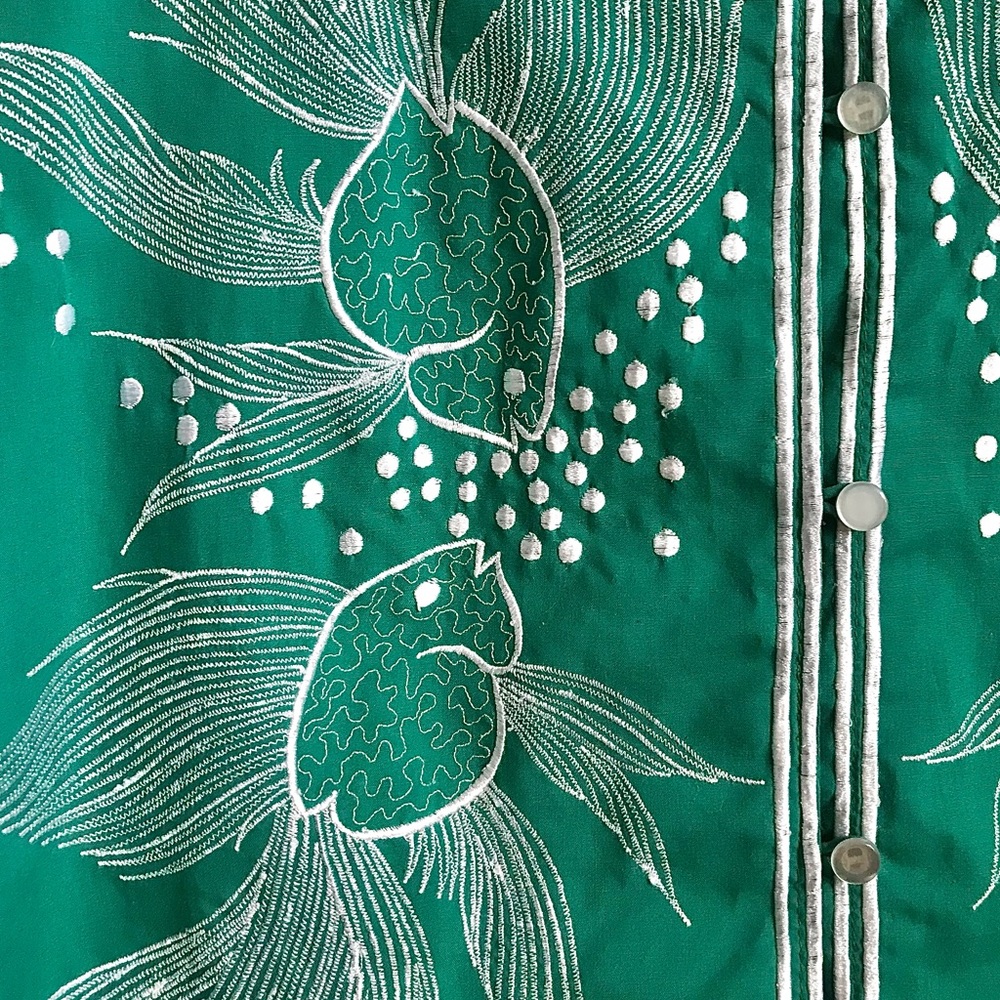 Vintage Teal Embroidered Tunic Top - Picture 13 of 14